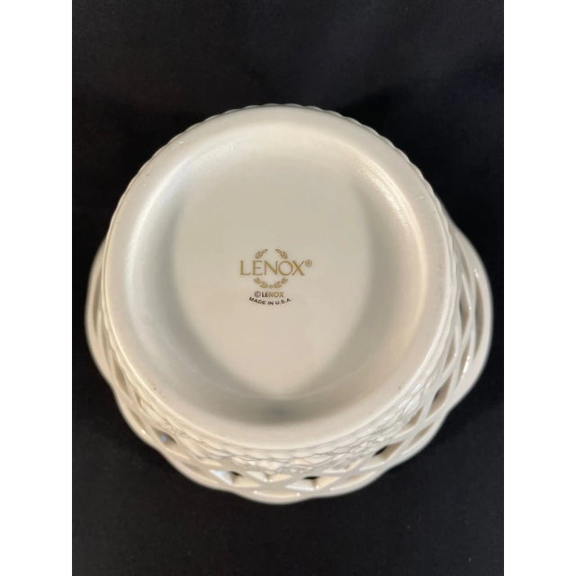 Ceramic 1970s Vintage Lenox "Golden Meadows" China Ivory Lattice Bowl or Jardiniere For Sale - Image 7 of 12