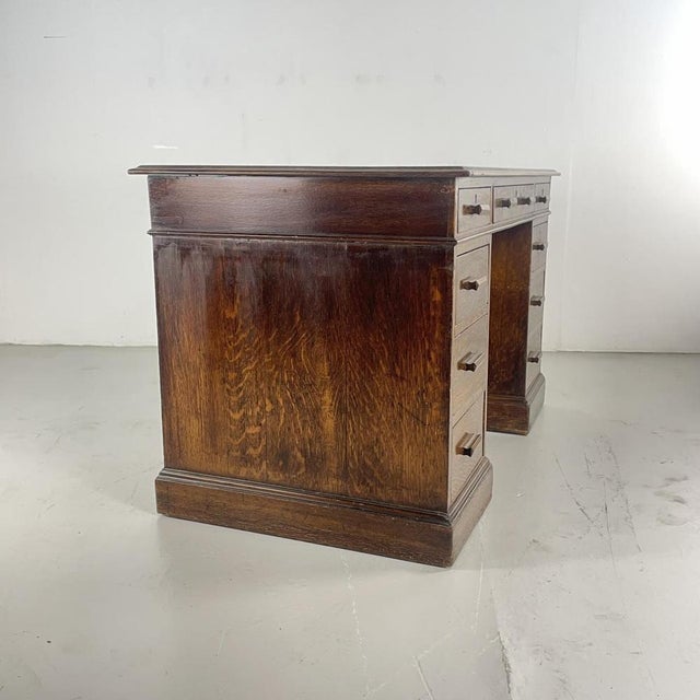 Art Deco Oak Double Pedestal Desk For Sale - Image 9 of 13