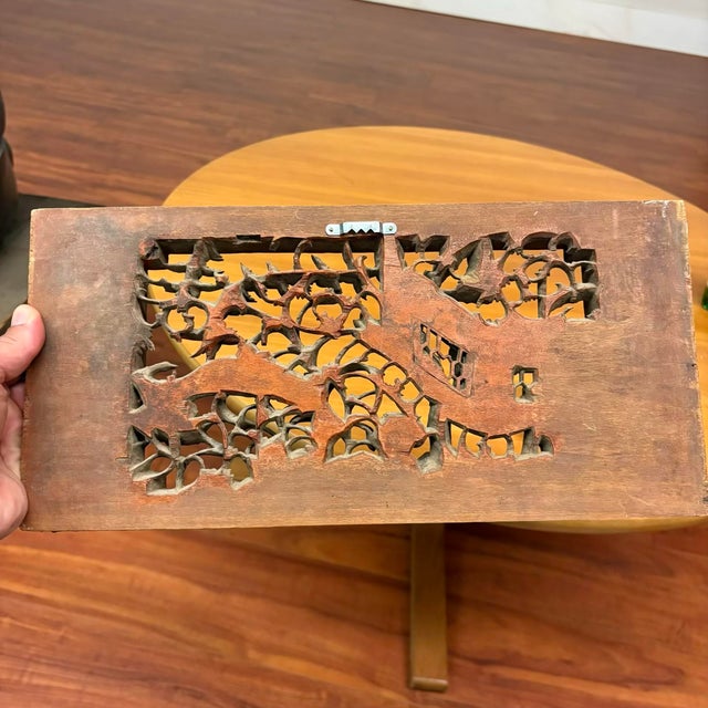 Antique Chinese Gilt Temple Panel With Red Lacquer Frame For Sale - Image 9 of 16