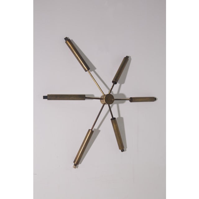 Italian Brass Ceiling Light with Six Rays, 1950 For Sale - Image 12 of 12