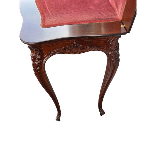 19th Century French Walnut Hand Carved Console Table/ Game Table. For Sale - Image 9 of 17
