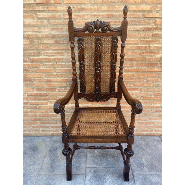 Early 20th Century Louis XVI Style French Carved Walnut Armchair with Reed Seat For Sale - Image 18 of 18