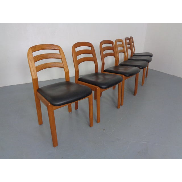 Danish Teak and Leather Chairs from Dyrlund, Denmark, 1970s, Set of 6 For Sale - Image 6 of 18