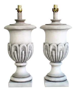 Vintage Plaster Urns Table Lamps - a Pair