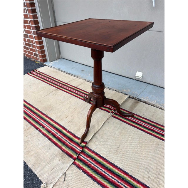 Fine Chester County PA Cherry Federal Snake-Leg Candle Stand, Circa 1790-1810 An exceptional Federal period candle stand...