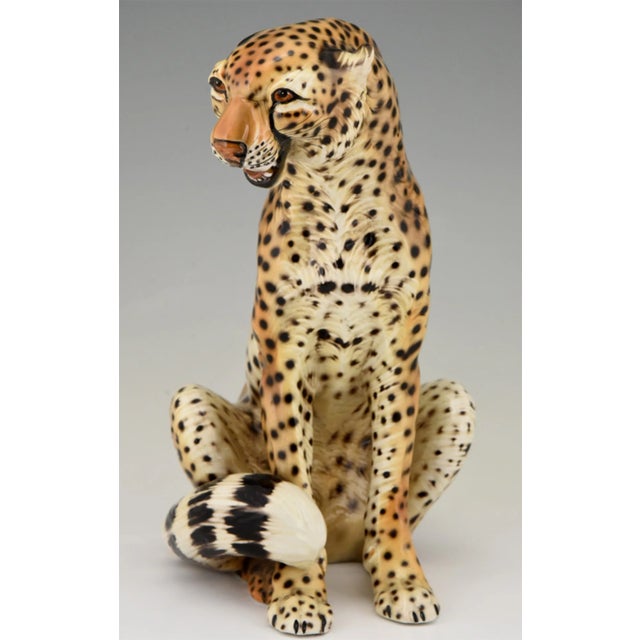 Mid-Century Ceramic Cheetah Sculpture by Giovanni Ronzan