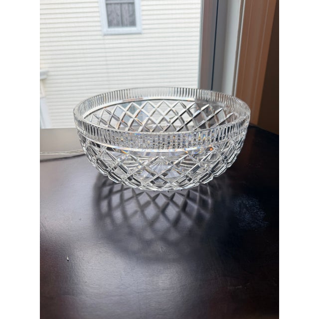 Glass Waterford Killeen Diamond Cut Crystal Bowl - Large 9.75" Centerpiece For Sale - Image 7 of 7