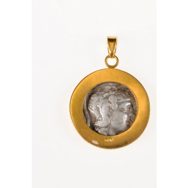 15th Century & Earlier Antique Ancient Greek Owl Coin Pendant For Sale - Image 5 of 9