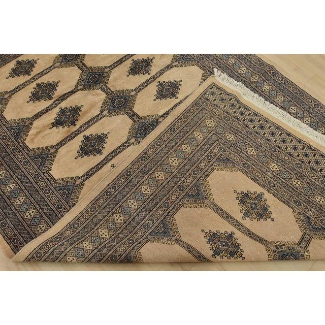 Bokhara Jaldar Rug 5’2” X 8’2” Beige Wool Tribal Hand-Knotted Oriental Carpet For Sale - Image 11 of 12