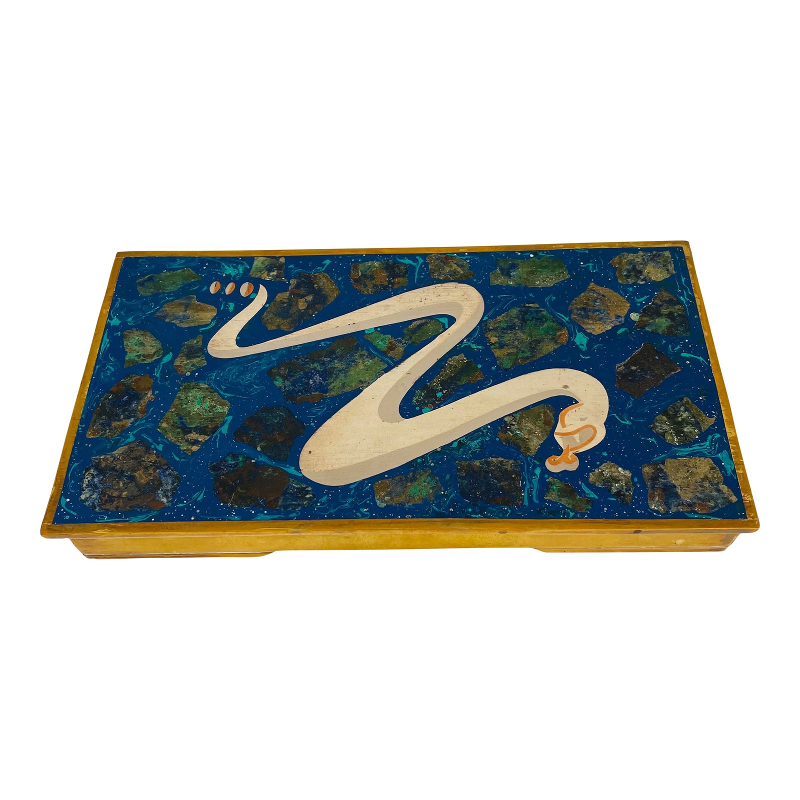 Mid-Century Los Castillo Serpent Box With Enamel and Turquoise | Chairish