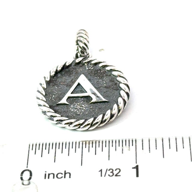 David Yurman 1990s David Yurman Letter a Amulet Sterling Silver Estate For Sale - Image 4 of 4