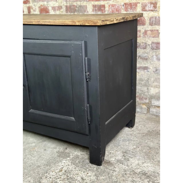Black 18th Century Oak Buffet in Raw and Black For Sale - Image 8 of 9