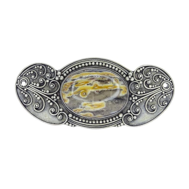 Art Nouveau Brooch in Sterling Silver and Agate Stone For Sale - Image 17 of 17