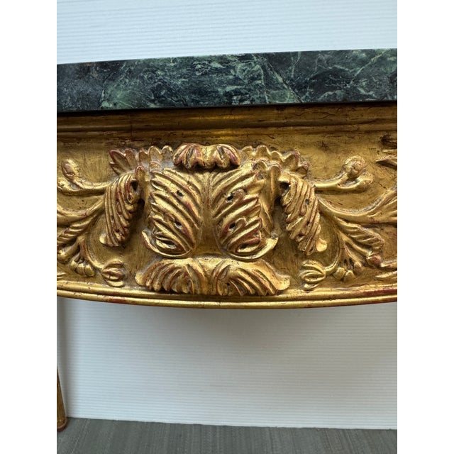 Stone Burton Ching Giltwood Console Table With Marble Top For Sale - Image 7 of 12