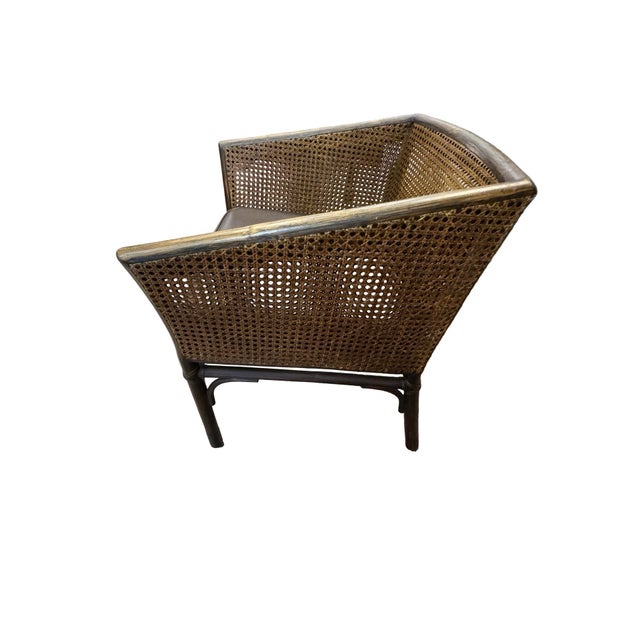 1960s Pair of Authentic McGuire Rattan & Cane Barrel Lounge Chairs With Labels For Sale - Image 5 of 10