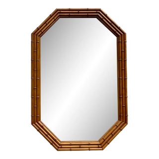 Vintage Faux Bamboo Octagonal Wall Mirror For Sale