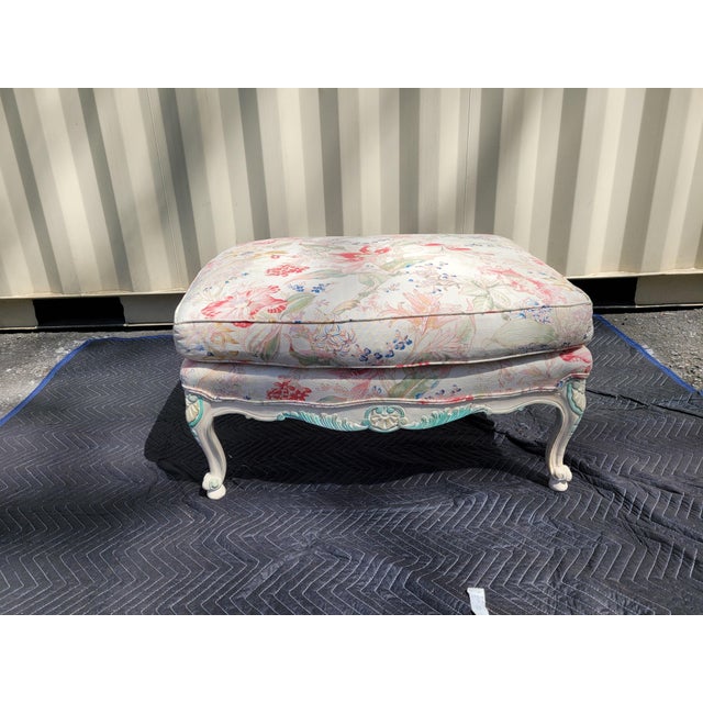 1990s Custom Built French Bergere Armchairs With Matching Ottomans 4