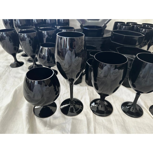 Postmodern Vintage Black "Octime" Dinnerware Set of 87 For Sale - Image 3 of 13
