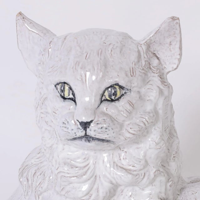 Ceramic Vintage Italian Terra Cotta Two Cats on a Pillow For Sale - Image 7 of 9