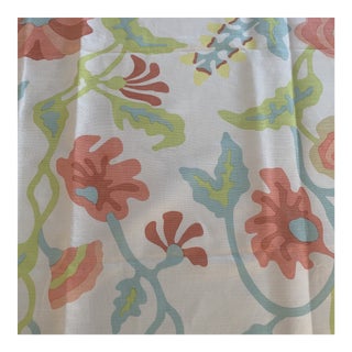 Quadrille Potalla Pastel Alan Campbell Floral Linen Fabric- 1 1/2 Yards For Sale