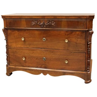 Antique Italian Louis Philippe Chest of Drawers in Walnut For Sale