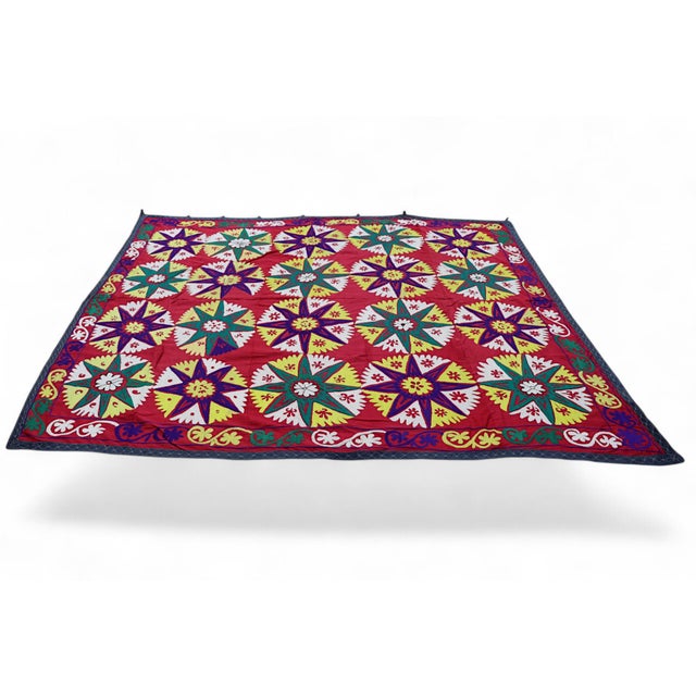Vintage Hand Embroidered Suzani Wall Hanging, 1920s For Sale - Image 9 of 18