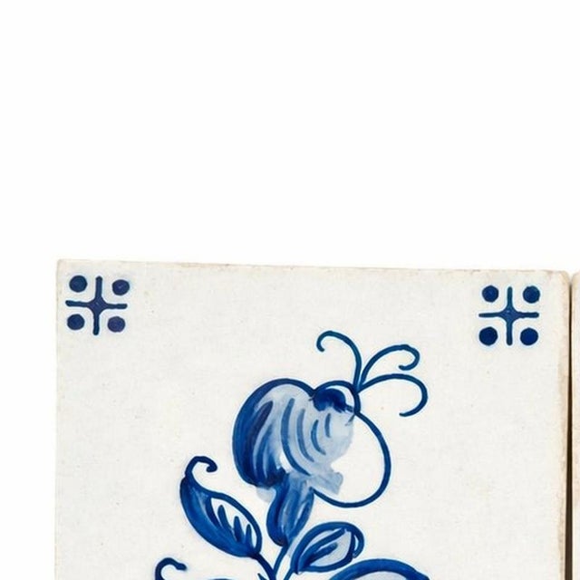 Earthenware - Two tiles - 19th century. Portuguese, in the style of 19th-century Delft tiles; one with a female figure...