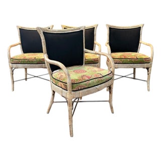 Ferguson Copeland “Brighton” Faux Bamboo Rattan Armchairs, Set of 4 For Sale