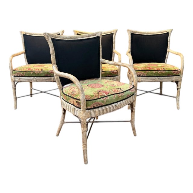 Ferguson Copeland “Brighton” Faux Bamboo Rattan Armchairs, Set of 4 For Sale