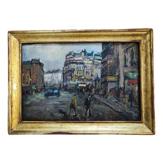 Adolfo Carducci, Centre ville, Oil on Cardboard, Framed For Sale