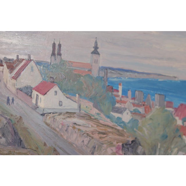 E. R. Olsson, Village Scene II, 1950s, Oil on Panel, Framed For Sale - Image 18 of 18
