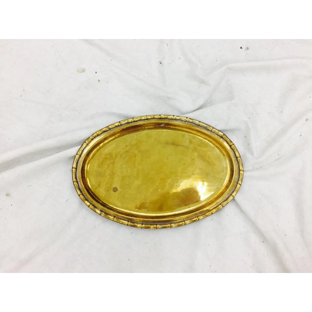 Vintage Brass Faux Bamboo Tray For Sale - Image 4 of 7