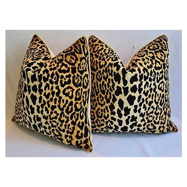 Gold Custom Leopard Spot Safari Velvet Feather Down Pillows - A Pair For Sale - Image 8 of 11