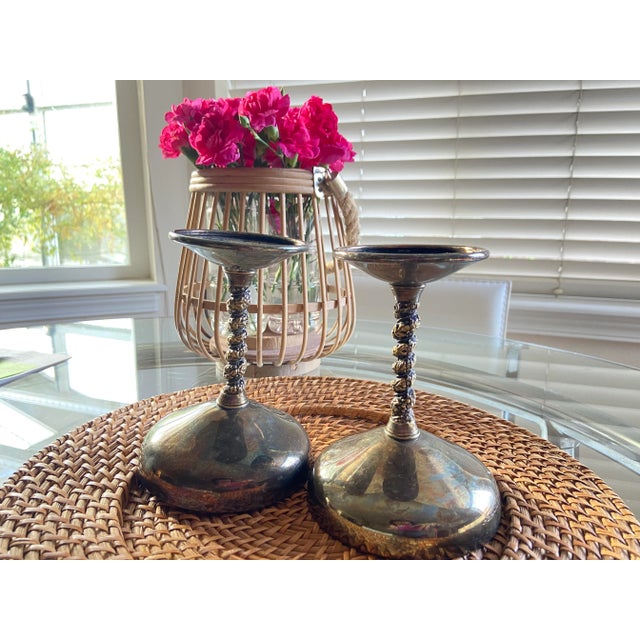 Metal Vintage F. B. Rogers Silver Plate Champagne Goblets- Set of 2 For Sale - Image 7 of 8