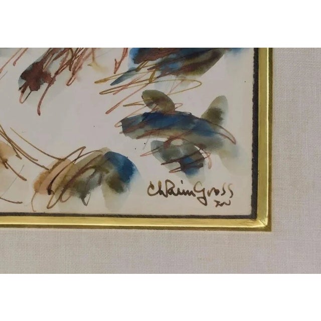 Religious Large Chaim Gross Original Watercolor Rabbi Man in Prayer Judaica Painting Art For Sale - Image 3 of 5