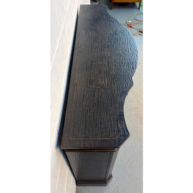 Black Late 20th Century Ethan Allen Vivianne Chinoiserie Serpentine Console Sideboard For Sale - Image 8 of 14