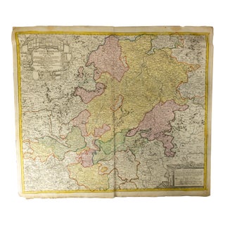 18th Century Hand Colored Engraved Map of Germany s.r.i Circulus Rhenanus For Sale