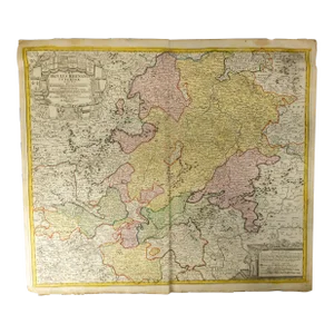 18th Century Hand Colored Engraved Map of Germany s.r.i Circulus Rhenanus