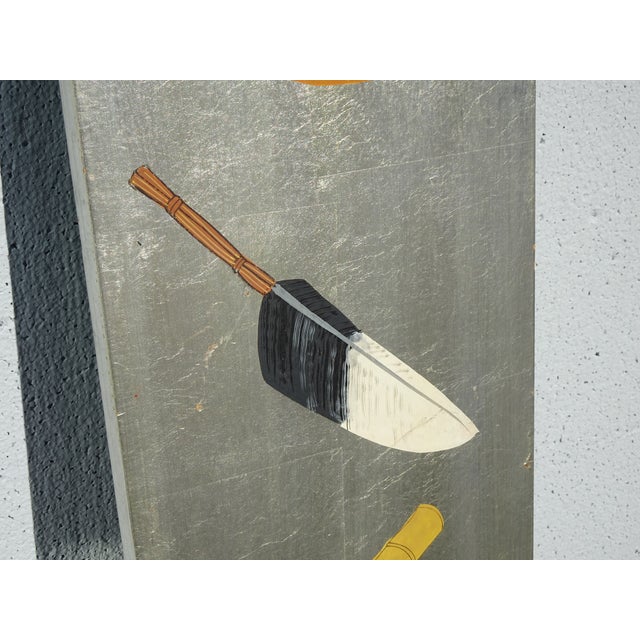 24" Tall Vintage Oriental Asian Silver Gilt Wall Picture and Signed For Sale - Image 10 of 16