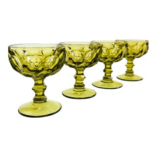 Provincial Green Coupe Glasses by Imperial Glass - Set of 4 For Sale