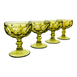 Provincial Green Coupe Glasses by Imperial Glass - Set of 4