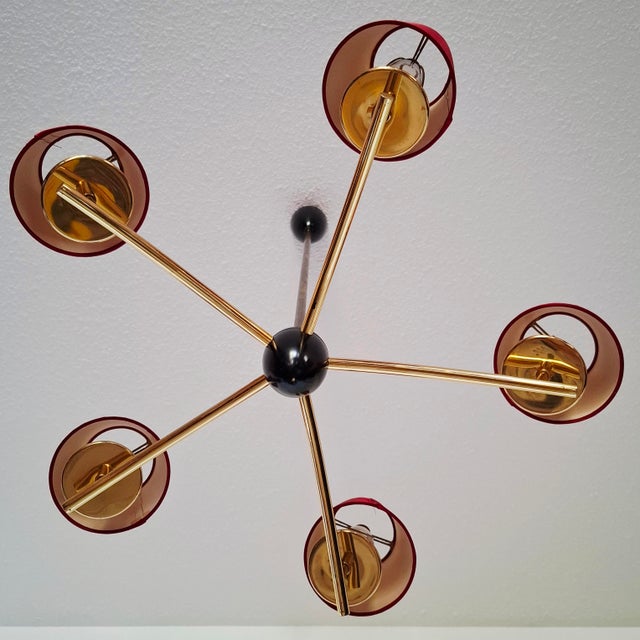 Mid-Century Modern Five-Arm Sputnik Chandelier, Germany, 1960s For Sale - Image 6 of 17