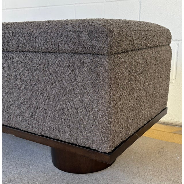 Mid-Century Modern Four Hands Modern Dark Taupe Boucle Storage Trunk/Bench For Sale - Image 3 of 4