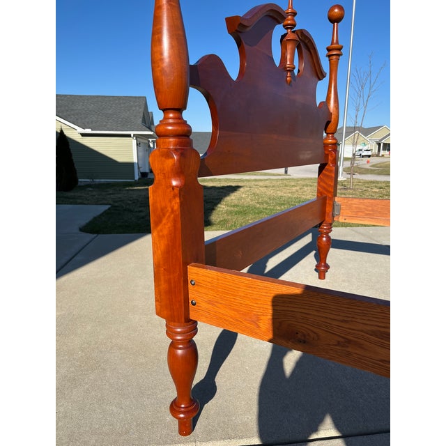 Mid 20th Century Vintage Mid Century Campbellsville Full Size Solid Cherry Cannonball Bed With