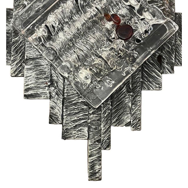 Pair Italian Brutalist Glass Sconces by Albano Poli for Poliarte Italy, 1970's. For Sale - Image 11 of 11