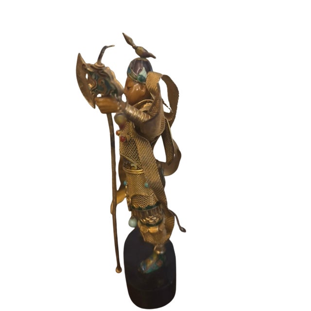 An impressive, limited-edition distributed by Suhai Chinese warrior figurine crafted from gold-wash over sterling silver...