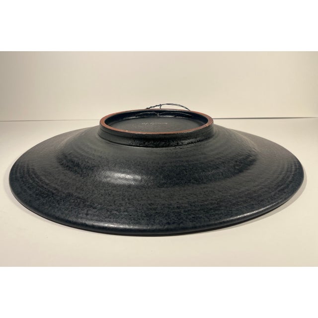 Ceramic Vintage Masuo Ojima Ceramic Platter Green Black Glass Studio Pottery For Sale - Image 7 of 10