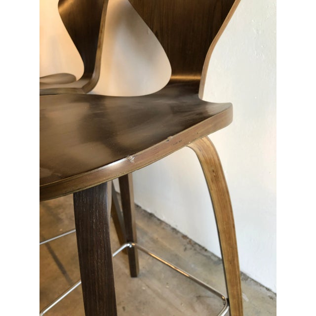 Modern Cherner Style Walnut Stool- Set of 3 For Sale In Los Angeles - Image 6 of 12