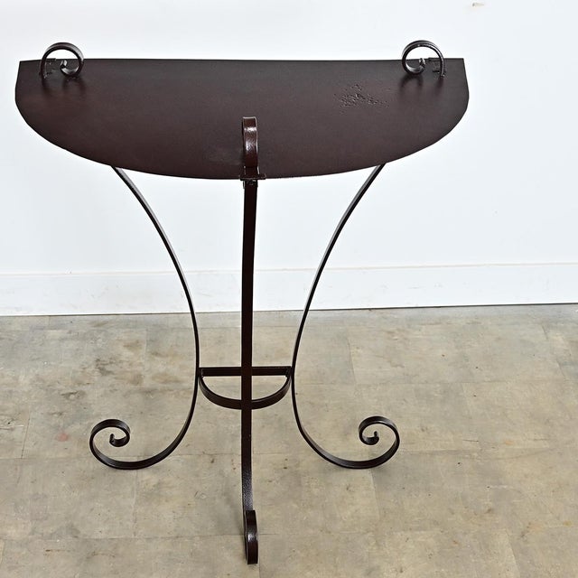Early 20th Century Early 20th Century French Wrought Iron Demilune Console in New Powder-coat For Sale - Image 5 of 11