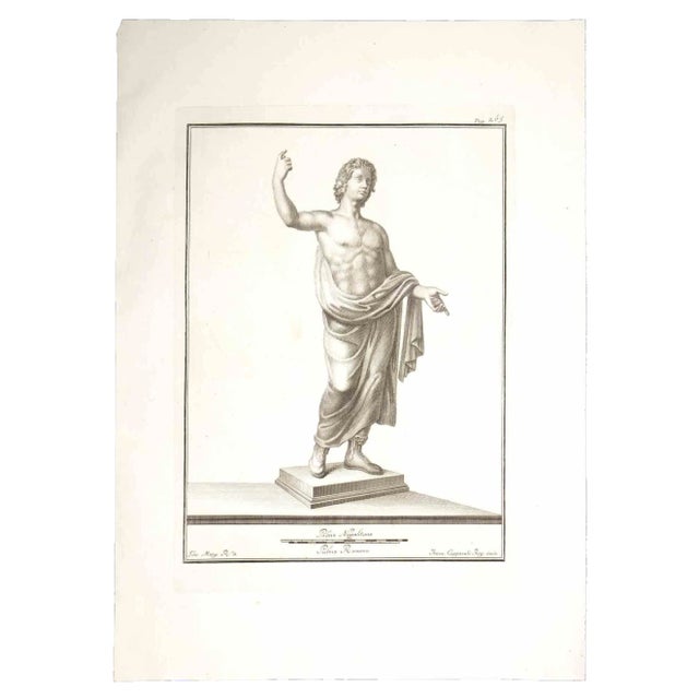 Francesco Cepparoli, Ancient Roman Statue, Original Etching, 18th Century For Sale